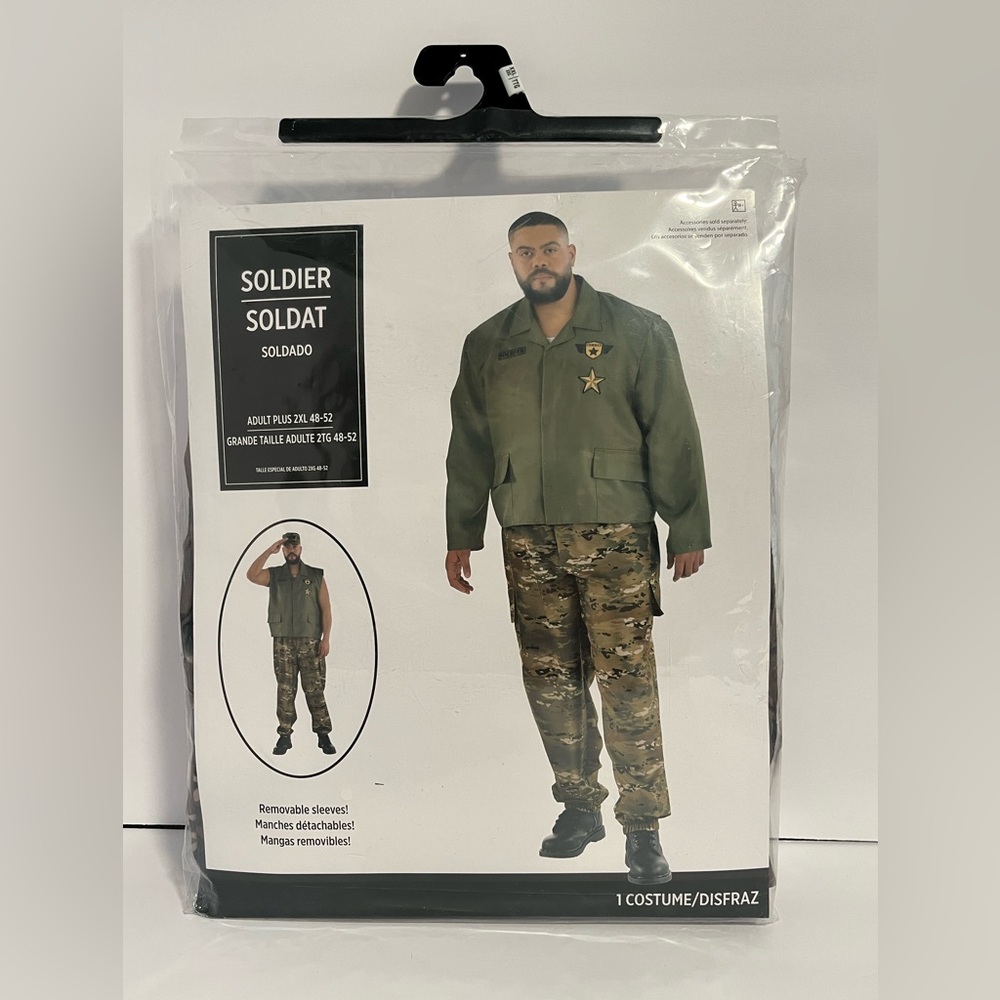 NWT Men's Plus Green Soldier Military Costume  Jacket and Pants Size XXL 48- 52